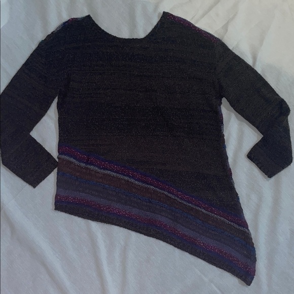 Anthropologie Curio Striped Crew Neck Asymmetrical Sweater - M - Picture 2 of 8
